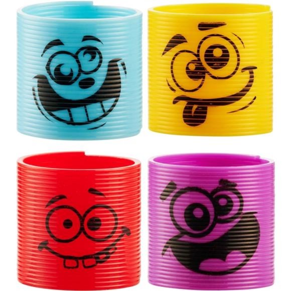 Mega Pack of 50 Coil Springs for Kids - Assorted Emoji Silly Faces and Colors - Picture 2 of 6